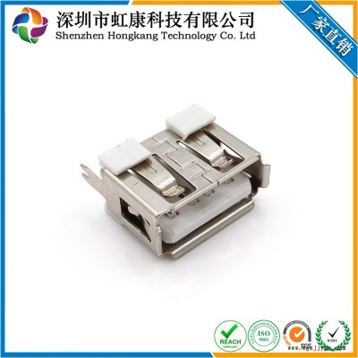 USB 2.0母座  短体10.0两脚直插180度直边/卷边  LCP耐温胶芯虹康科技连接器母座图2
