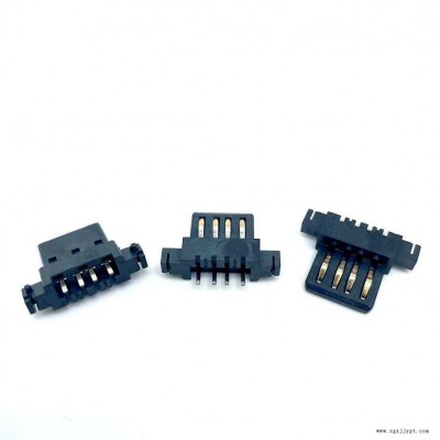 USB A母2.0单胶芯端子母座 180度沉板胶芯带定位柱-LCP黑