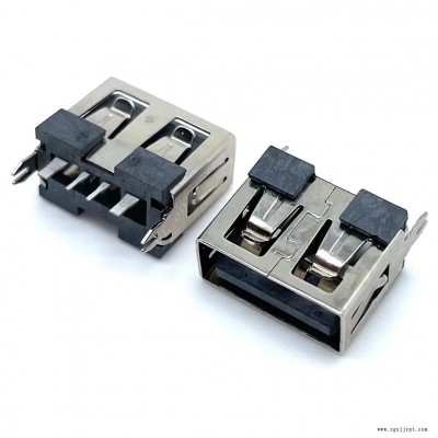 USB2.0A母 4PIN贴片母座 90度全贴母座 有柱1.2卷边 LCP黄胶 大电流图2
