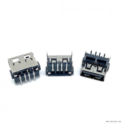 USB A母2.0单胶芯端子母座 180度沉板胶芯带定位柱-LCP白图2