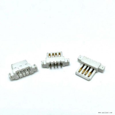 USB A母2.0单胶芯端子母座 180度沉板胶芯带定位柱-LCP白