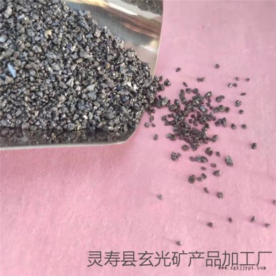 玄光供应黑色石英砂滤料 透水砖石材用亮黑砂 地坪骨料用黑色石英砂图2