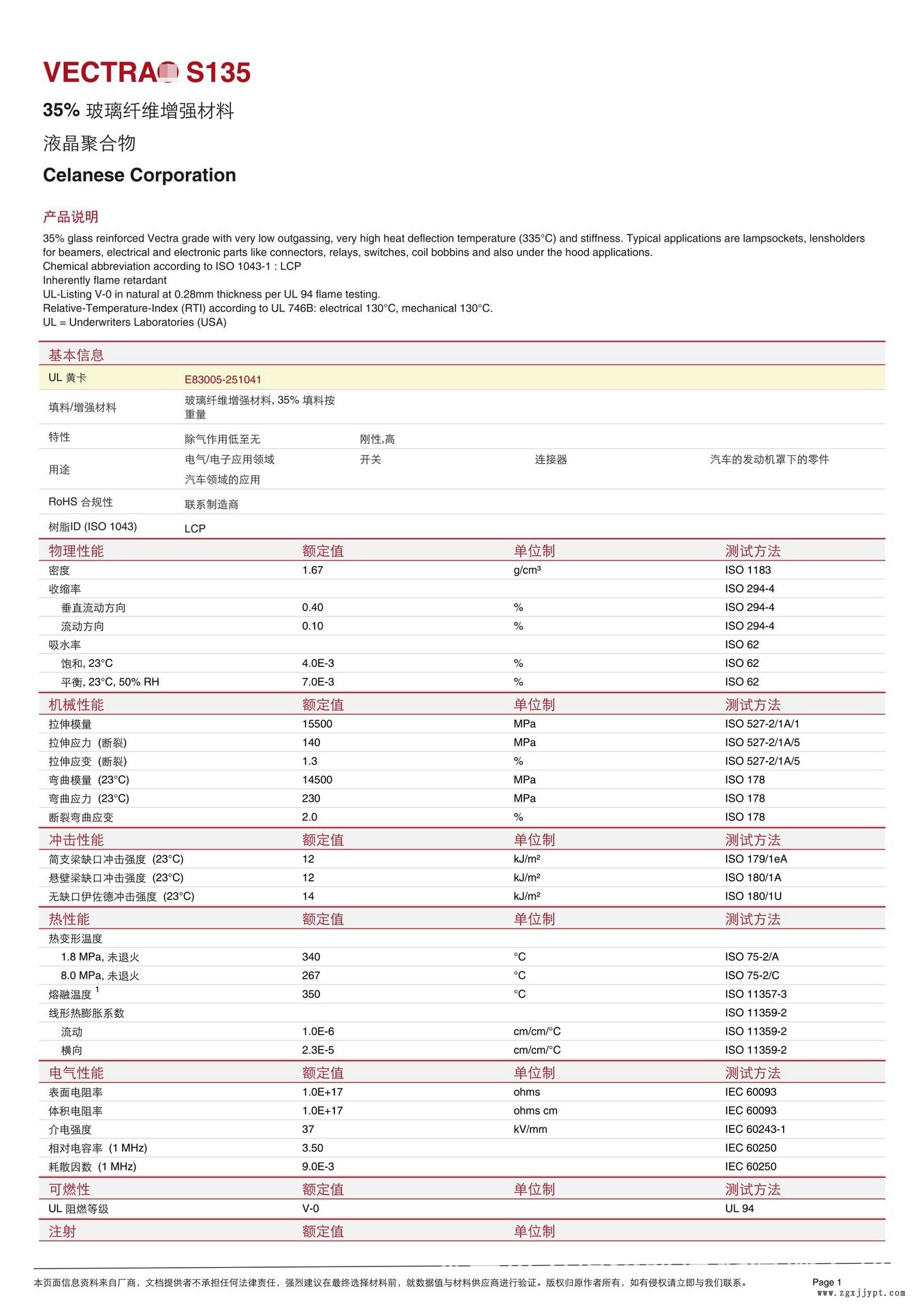 LCP 液晶聚合物 泰科纳 S135 30%玻纤增强 SMT对应 耐高温340度示例图2