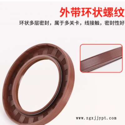 棕色密封圈氟橡胶骨架油封带螺纹硅胶端盖电机减速机油封厂家图2