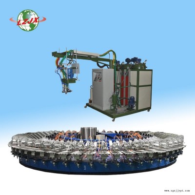 PU护膝发泡生产设备 一维机械手全自动圆盘生产线 低压发泡机 绿州