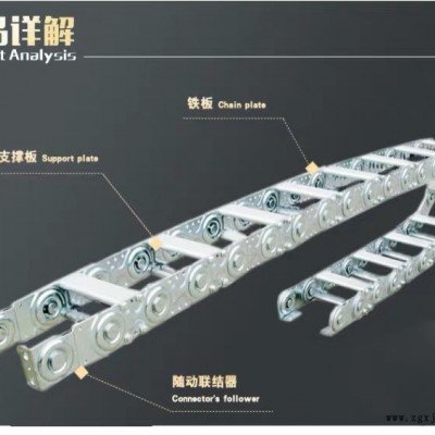 中宏 焊接设备专用钢铝拖链 耐磨全封闭拖链 不易变形 活动线槽 机械手金属拖链图2