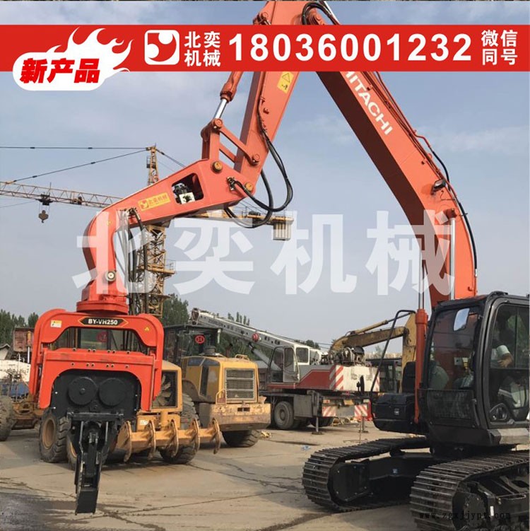 供应北奕性能可靠速度快捷高频建筑地基打桩机打桩锤价格供应商 光伏发电桩液压震动锤，震动打桩机，机械手震动打桩锤示例图4
